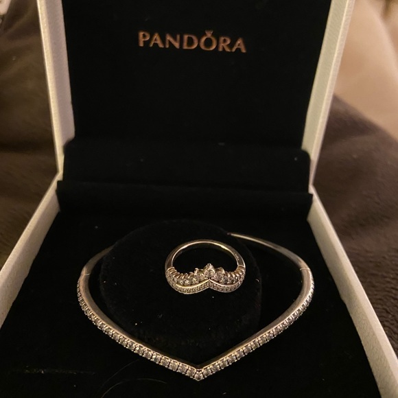 Sparkling Wishbone Bangle & Princess Wishbone Ring - Picture 2 of 2